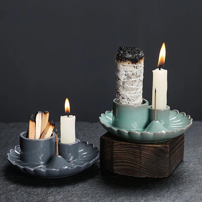 Ceramic Incense Burner Set, 3 Counts set Multifunctional Incense Burner, Candle Holder, Home Decoration Supplies for Living Room Bedroom