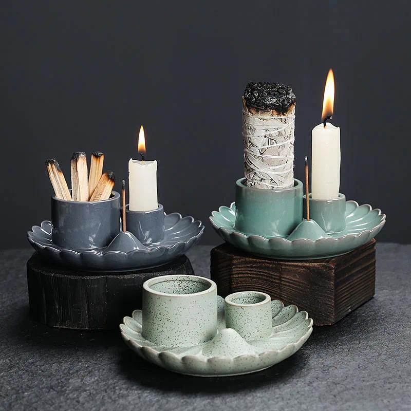 Ceramic Incense Burner Set, 3 Counts set Multifunctional Incense Burner, Candle Holder, Home Decoration Supplies for Living Room Bedroom