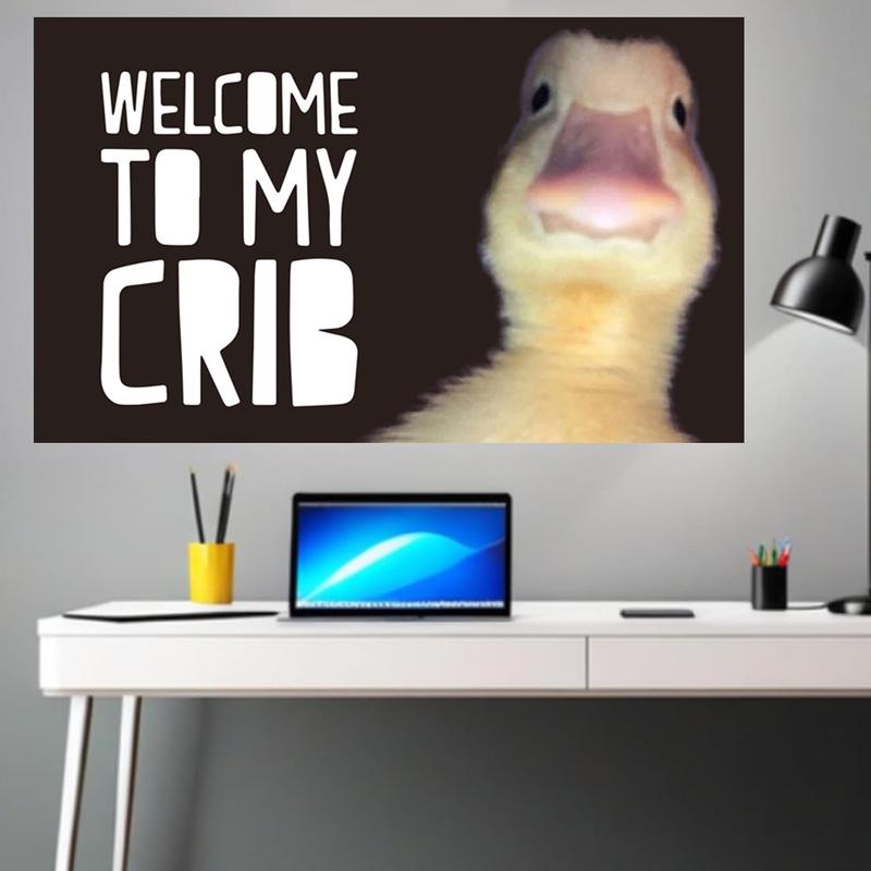 Welcome To My Crib Flag, 3x5 Ft Funny Flags Duck Flag For Man Cave, Home Decor With Brass Grommets