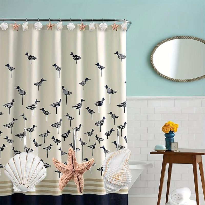 Starfish & Shells Design 3 Styles Shower Curtain Hook (12pcs), Durable Shower Curtain Hook, Bathroom Gadgets for Home Bathroom Decor