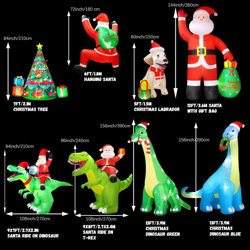 Inflatable Plug Charging Merry Christmas  Ornaments  Decoration, 1 Set Snowman Christmas Tree Santa Outdoor Christmas Decoration, Blow Up Inflatable Decoration with Accessories for Indoor Outdoor Yard Garden Decor