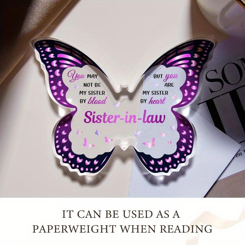 Sister In Law Gifts, Sister In Law Birthday Gifts, Butterfly-shaped Acrylic Plaque Gifts for Mothers Day Birthdays Christmas Thanksgiving