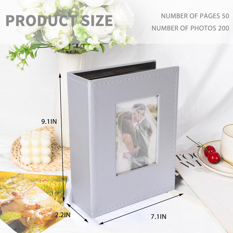 RECUTMS Photo Album 4x6 200 Photos, Leather Cover Wedding Family Photo Albums Holds 200 Horizontal 4x6 Photos Decor Set