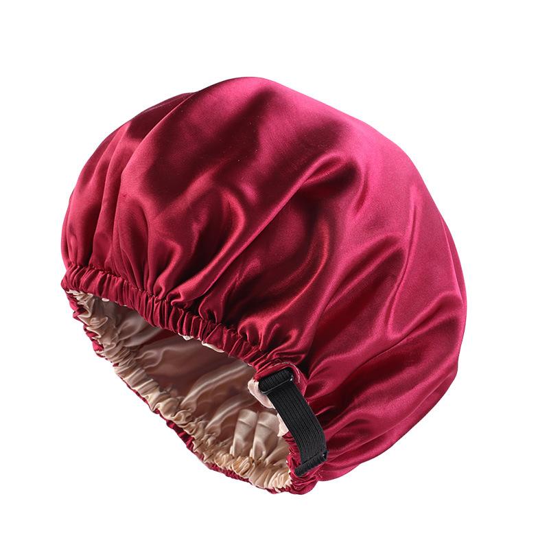 Silk Bonnet for Sleeping-Double Layer Satin Straps lined Hair Bonnets for Sleeping reversible hair sleeping bonnet for Woman Natural curiy Hair Outside silk