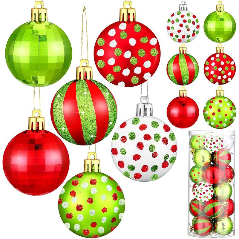 Cross-Border New Arrival Hand Painted Grinch Color Matching Plastic Christmas Ball Suit Christmas Tree Pendant Shopping Mall Holiday Decorations