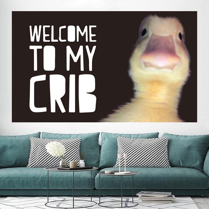 Welcome To My Crib Flag, 3x5 Ft Funny Flags Duck Flag For Man Cave, Home Decor With Brass Grommets