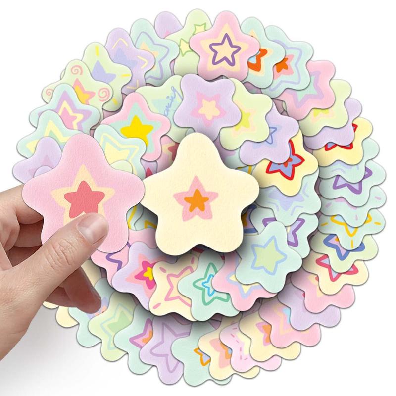 Glitter Star Pattern Stickers, 50pcs Cute Multi-purpose Stickers, Waterproof Self-adhesive Stickers For DIY Crafts & Journals