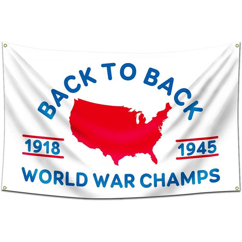 World War Champs 3x5Ft Flag Back to Back Tapestry with 4 Brass Grommets for Man Cave College Dorm Room Decor Outdoor Ornaments Banner