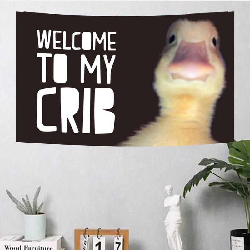 Welcome To My Crib Flag, 3x5 Ft Funny Flags Duck Flag For Man Cave, Home Decor With Brass Grommets