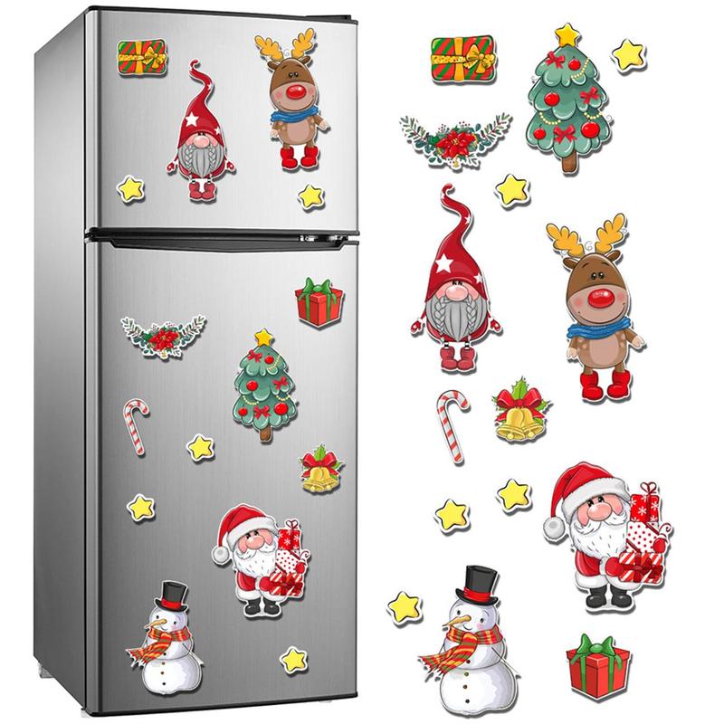 Christmas Snowman Moose Fridge Magnet, 1 Set Cute Cartoon Magnetic Sticker, Holiday Decoration for Home Kitchen Refrigerator