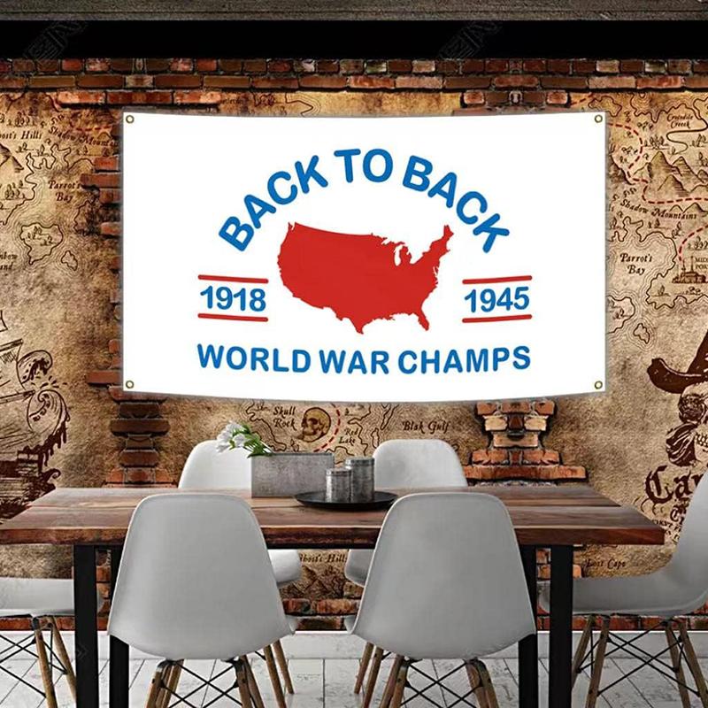 World War Champs 3x5Ft Flag Back to Back Tapestry with 4 Brass Grommets for Man Cave College Dorm Room Decor Outdoor Ornaments Banner