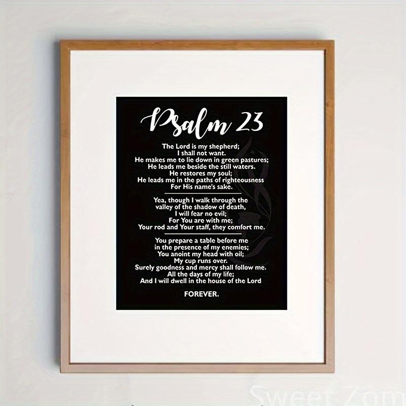 Psalm 23 Bible Scripture Wall Art Bible Verse Posters Art Decorations For Bedroom Print Kitchen Office Wall Black, 8*10inch Artistic Ornaments Photo