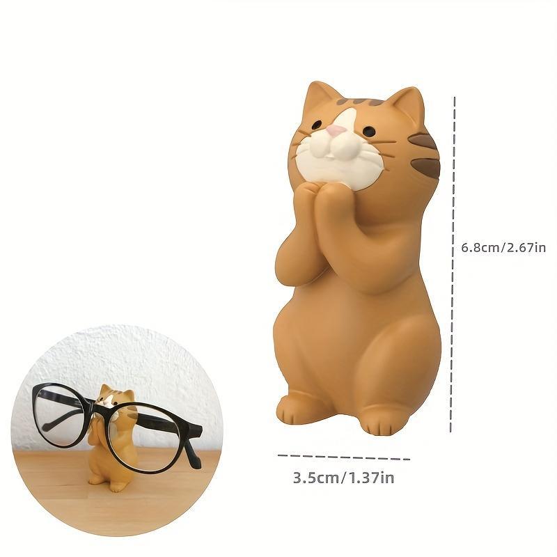 Cute Cat Design Glasses Holder for Mean Girls Decorations, 1 Count Cartoon Animal Ornament without Glasses, Home Decor for Living Room Office Cafe, Gifts for Summer