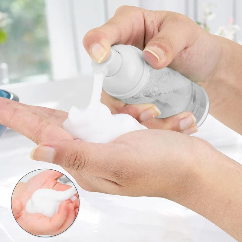 2oz Foam Pump Bottle (3Count) Empty Travel Foaming Dispenser for Hand Soap, Lash Cleanser, Shampoo (60ml, Clear)