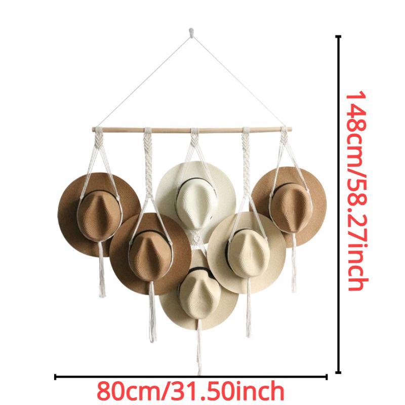 Multi-tier Tassel Hanging Hat Hook, Wall Mounted Hat Display Rack, Tassel Decoration, Household Storage Organizer for Hallway, Bedroom, Wall Decor