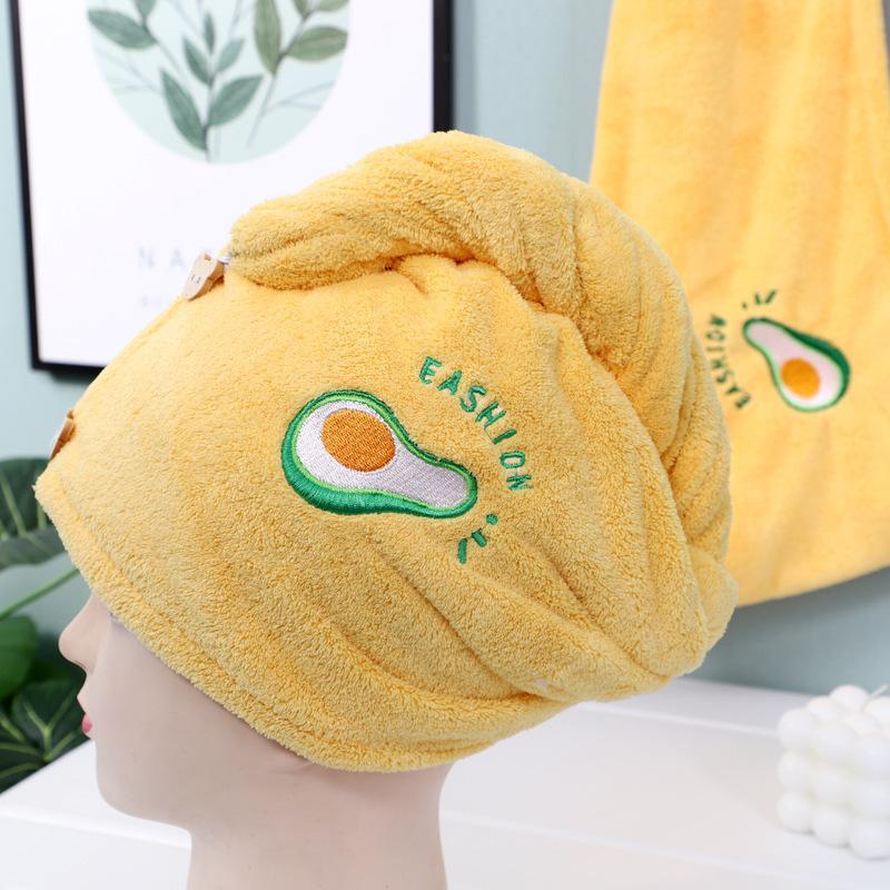 Creative Avocado & Lemon & Star & Moon Pattern Hair Towel, 1 Count Soft Hair Drying Towel Wrap, Hair Towel Cap for Women & Girls