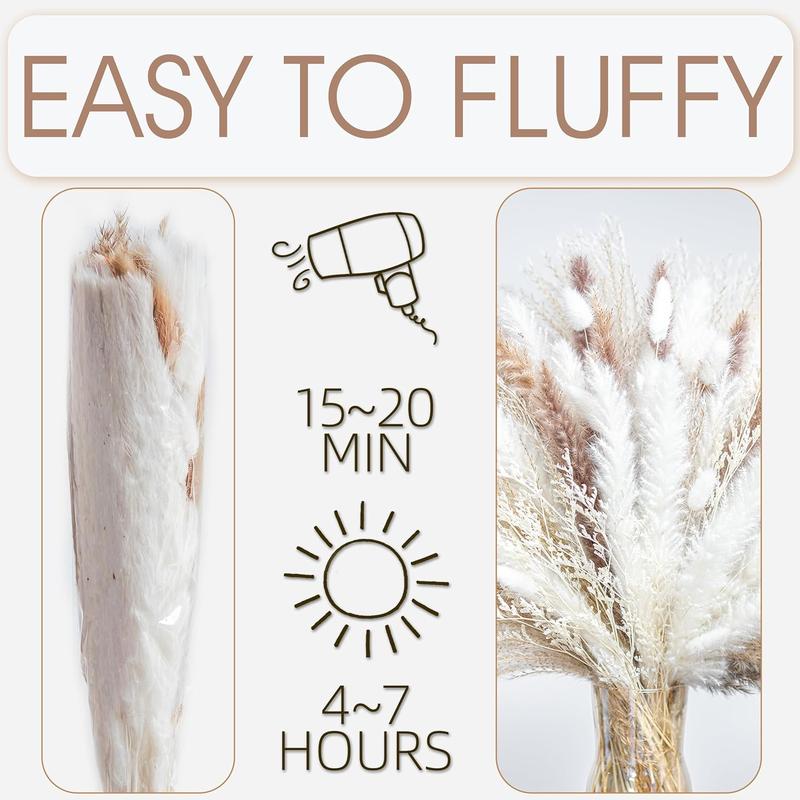 180 count  Dried Pampas Grass Boho Home Decor Bouquet Phragmites Dried  Bouquet for Wedding Floral Arrangements Home Decorations (180PCS)