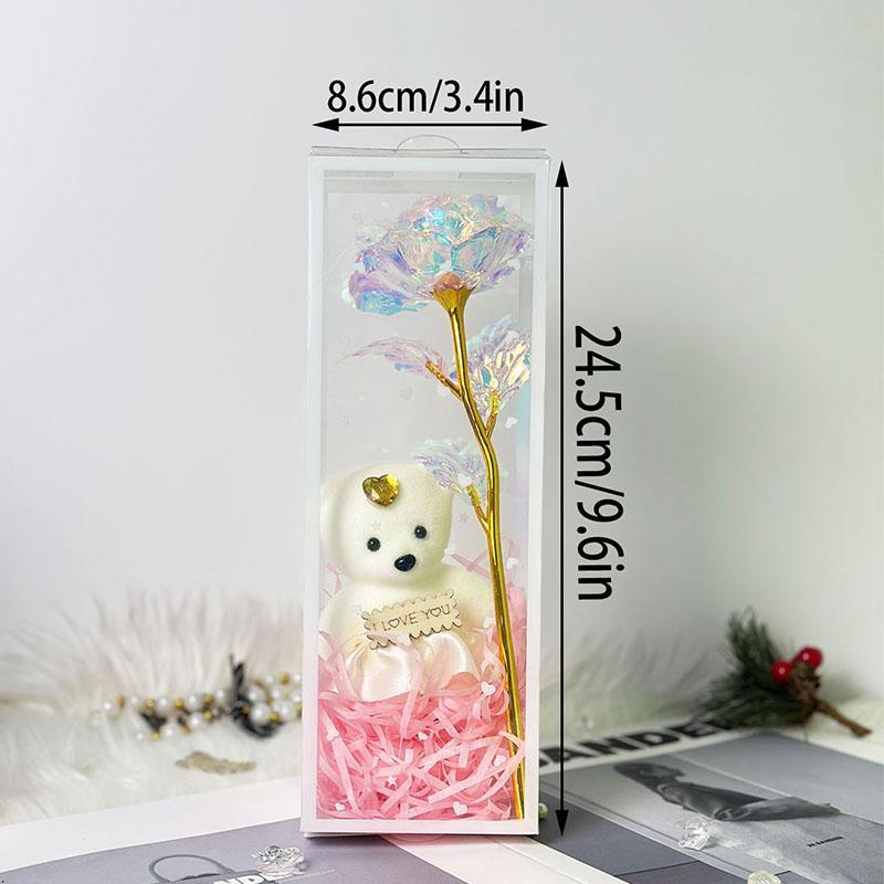 Artificial Flower with Gift Box, 1 Count Cute Bear Design Flower, Decorative Flower for Home Party Wedding Anniversary