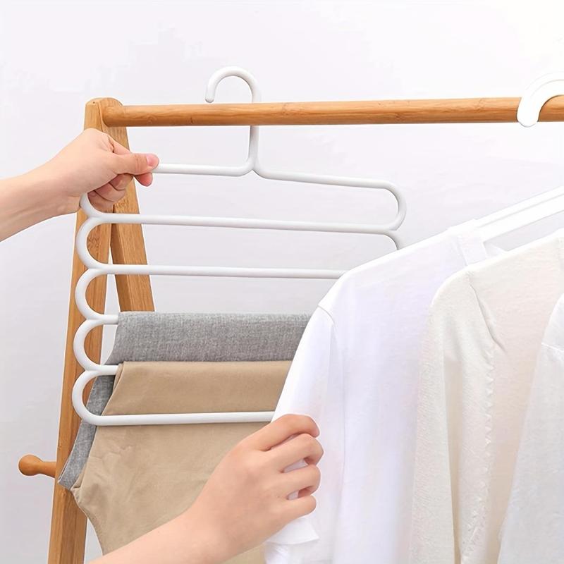 5 Layers Pants Hanger, 5 Counts Foldable Non-slip Clothes Hanger, Space Saving Clothes Hanger for Tie Pants Scarf