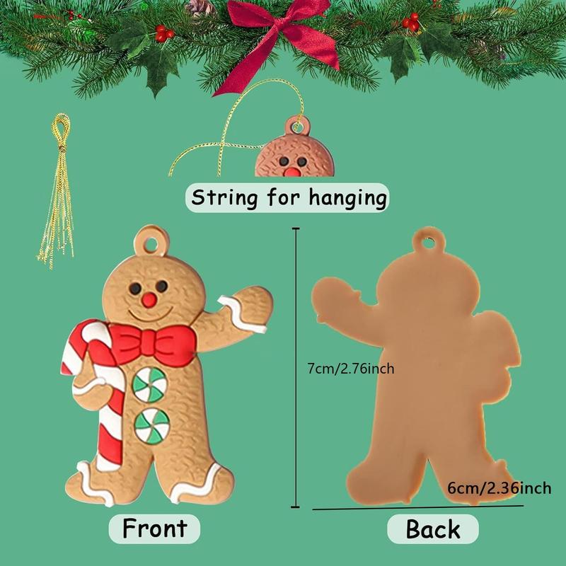 Gingerbread Man Ornament, 12pcs set Cute Gingerbread Man Christmas Tree Hanging Decoration, Home Decor, Party Supplies