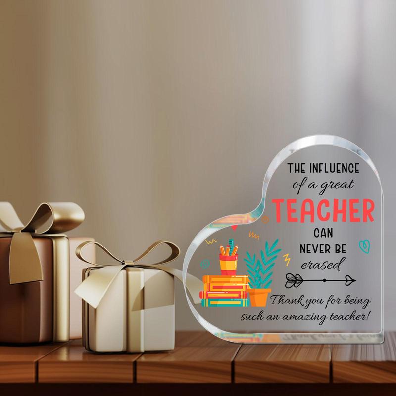 Acrylic Heart Shaped Ornament, Acrylic Plaque, Teacher Appreciation Day Gift, Teacher Birthday Gift, Art Craft Ornament Gift, Home Decor, Memorial Gift