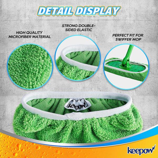 KEEPOW Reusable Wet Pads Compatible with Swiffer Sweeper Mop, Dry Sweeping Cloths, Washable Microfiber Wet Mopping Cloth Refills for Surface Hardwood Floor Cleaning, 6 8 Pack (Mop is Not Included)