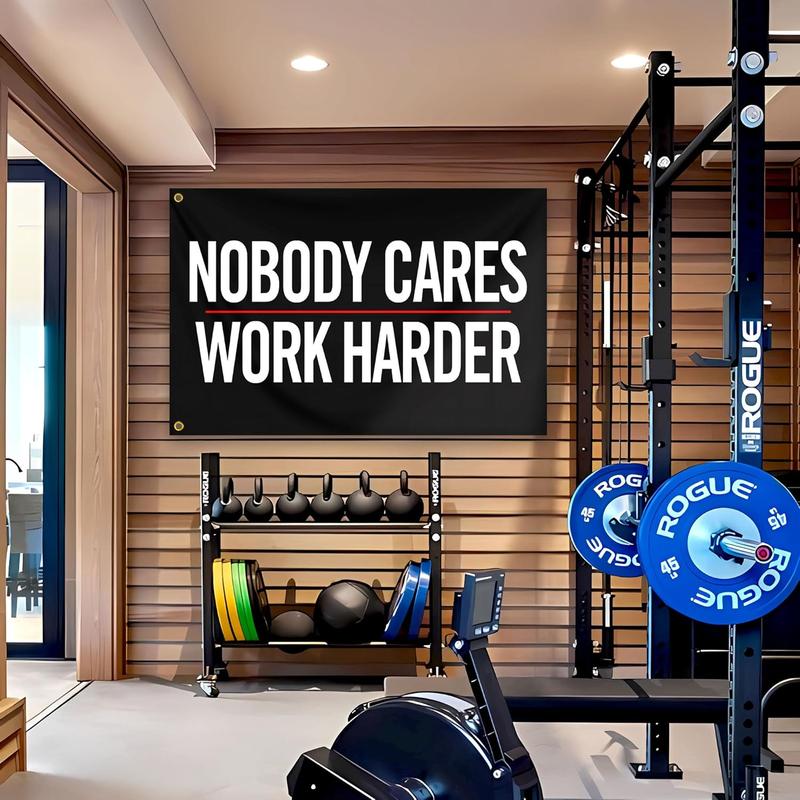 Nobody Cares Work Harder Flag 3x5 Ft Fitness Motivational Flag Polyester with Inspirational Flags for Home Gym College Dorm Room Office Wall Banner Decor