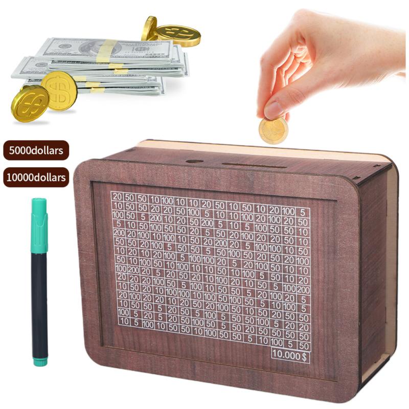 Cash Vault Wooden Savings Box - Wooden Cash Saver Money Box Cash Saver Box