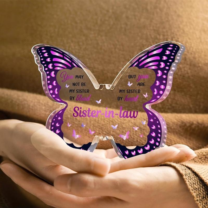 Sister In Law Gifts, Sister In Law Birthday Gifts, Butterfly-shaped Acrylic Plaque Gifts for Mothers Day Birthdays Christmas Thanksgiving