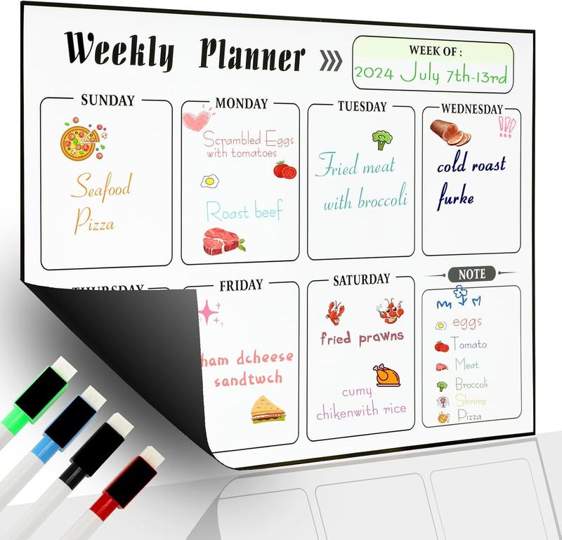 Meal Planner  Menu Board for Kitchen Fridge Planning Board Meal Planner for Fridge Weekly Meal Planner Dry Erase Calendar for Fridge  Calendar Fridge Calendar