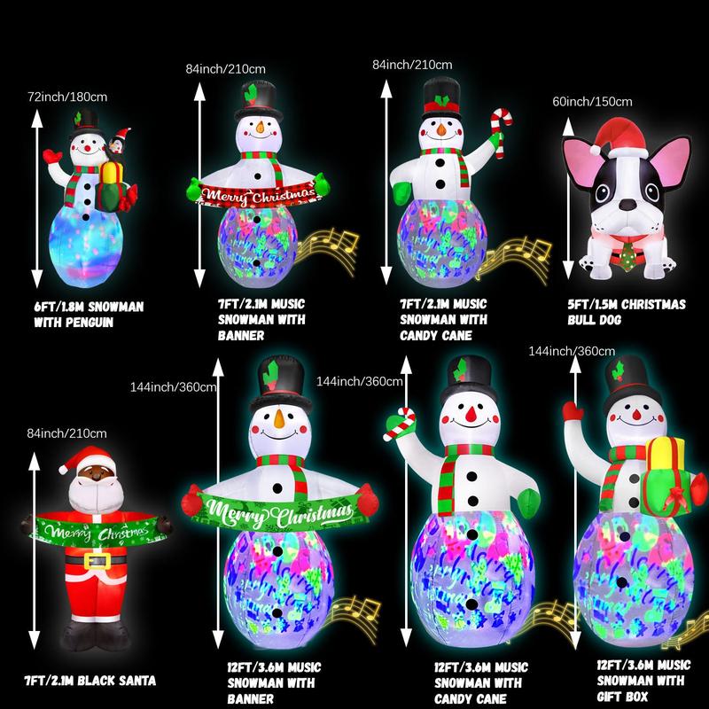 Inflatable Plug Charging Merry Christmas  Ornaments  Decoration, 1 Set Snowman Christmas Tree Santa Outdoor Christmas Decoration, Blow Up Inflatable Decoration with Accessories for Indoor Outdoor Yard Garden Decor