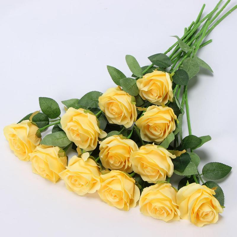 Artificial Long Stem Rose for Spring Home Decor, 12pcs set Faux Rose Bouquet, Mean Girls Decorations, Decorative Flower for Home Office Desktop Wedding Party