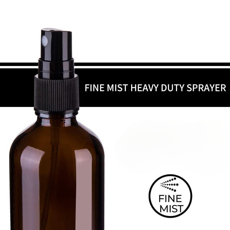 4oz Amber Glass Spray Bottle for Essential Oil, Empty Fine Mist Spray Bottle, 6 Pack