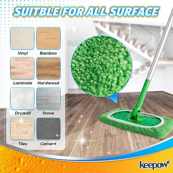 KEEPOW Reusable Wet Pads Compatible with Swiffer Sweeper Mop, Dry Sweeping Cloths, Washable Microfiber Wet Mopping Cloth Refills for Surface Hardwood Floor Cleaning, 6 8 Pack (Mop is Not Included)