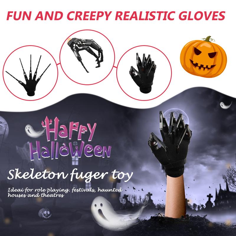 Articulated Finger Extensions, Halloween Articulated Fingers, 3D Printed Flexible Finger Extensions Fits All Finger Sizes Articulated Fingers (Black glowing-Upgrade)