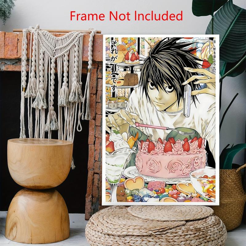 Death Note Anime Poster, Ivyard Retro Artistic Canvas Wall Art, 12x18inch Unframed, Music Album Cover Decor for Bedroom, Japanese PopNoframe Decoration Ornaments Print Photo