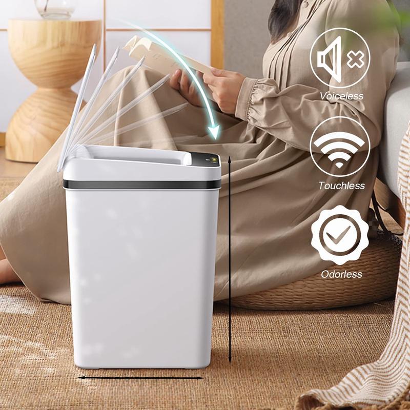 3.17 Gallon Automatic Non-Contact Trash Can, Small Motion Sensor Smart Trash Can for Bathroom Slim Waterproof Trash Can