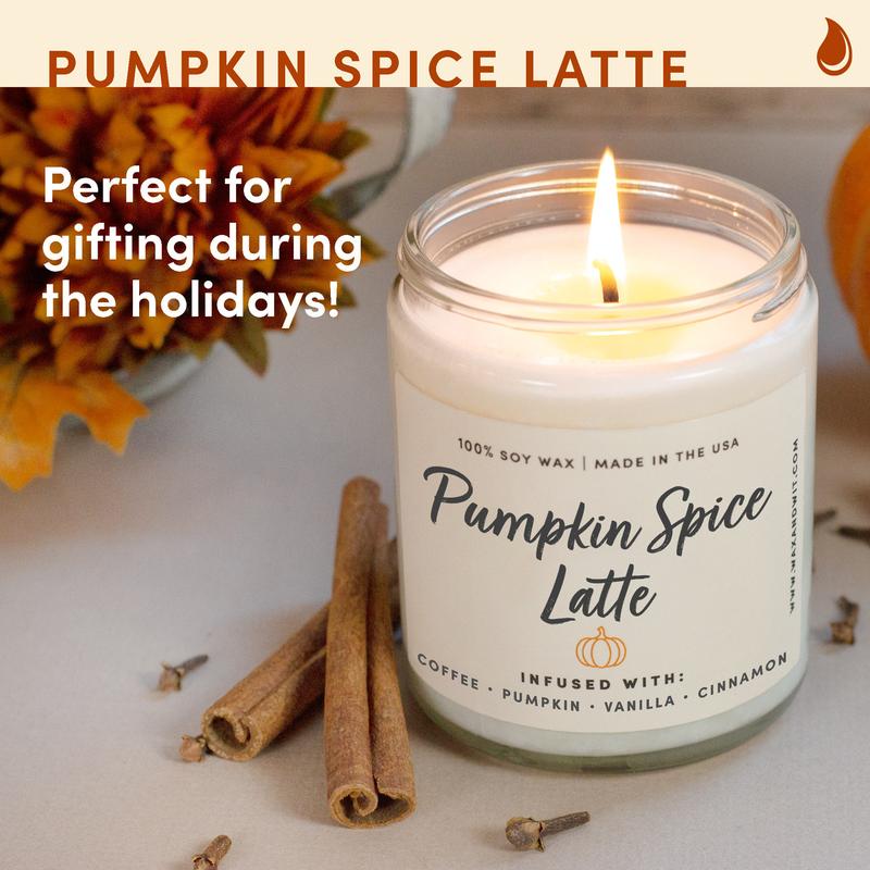 Wax & Wit Pumpkin Spice Latte, Fall Candles for Home, Autumn Candle, Pumpkin Candle - 9oz Glass Jar Aroma Decor