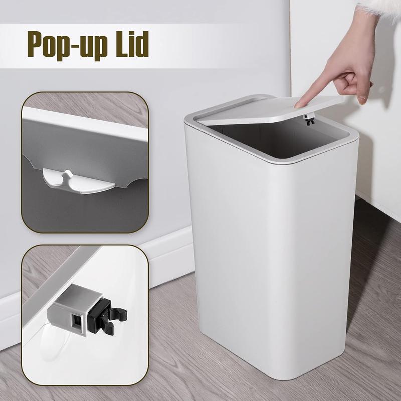 Trash Can, Bathroom Toilet Trash Can, Bathroom Trash Can with Lid, 2.6 Gallon   10 Liter Small Garbage Can with Press Top Lid, Plastic Wastebasket with Pop-up Lid for Toilet, Office, Bedroom, Living Room crown trash Gift Matte