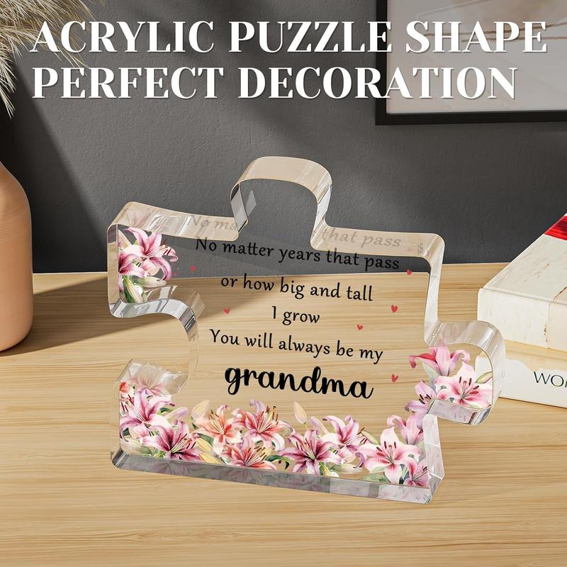 Gift for grandma. Puzzle Piece Acrylic Sign Plaque gifts for your grandma. Acrylic grandma gifts puzzle piece plaque.Mother's Day gifts for grandma. Grandma's Birthday gifts