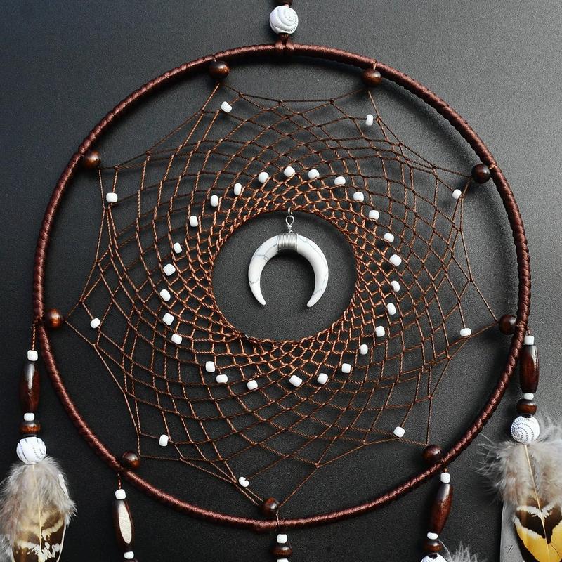 Large Dream Catchers for Bedroom Adult Brown Boho Dream Catcher Wall Decor with Turquoise Hanging Ornament Teen Dorm Room Decor Festival Gift (NO.9)