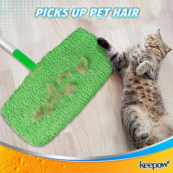 KEEPOW Reusable Wet Pads Compatible with Swiffer Sweeper Mop, Dry Sweeping Cloths, Washable Microfiber Wet Mopping Cloth Refills for Surface Hardwood Floor Cleaning, 6 8 Pack (Mop is Not Included)