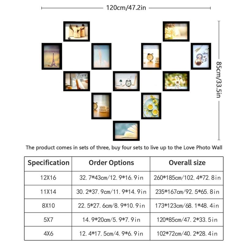 Creative Art Photo Frame, 3 Counts set Picture Photo Wall Gallery Frame, Home Photo Frame Set for Living Room Office Dormitory School