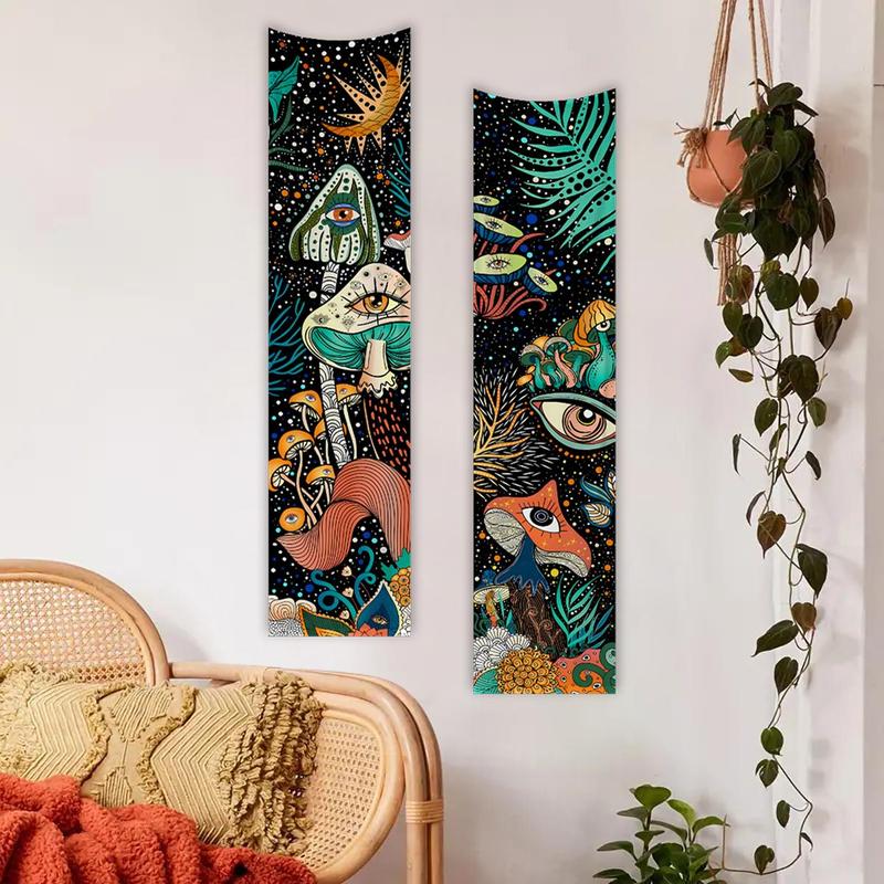 Fantasy Plant Mushroom Tapestry, 2 Counts set Abstract Eye Patterned Tapestry, Vanity Decor Accessories, Bedroom Refresh Decor