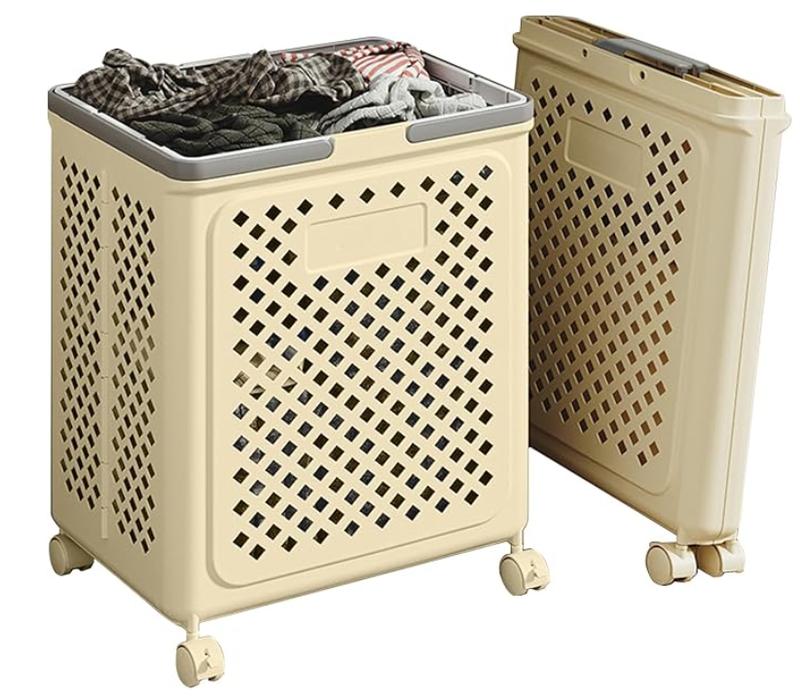 collapsible laundry baskets,laundry basket with wheels,foldable laundry basket,With wheels and handles, it is easy to move and can be folded to save space.