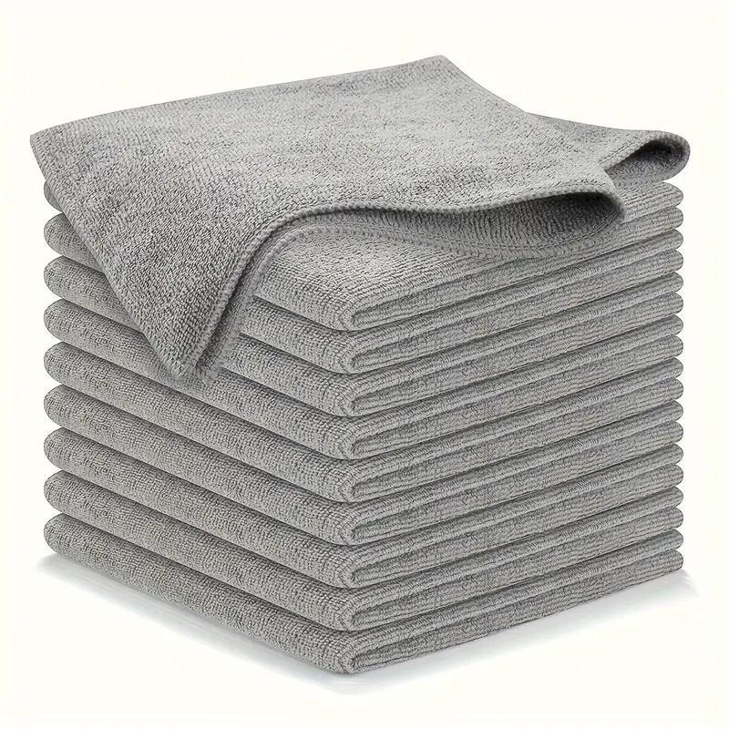 Solid Color Kitchen Dish Cloth (10pcs), Absorbent & Soft Cleaning Rag, Household Cleaning Cloth for Kitchen & Bathroom