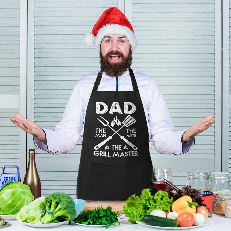 Cotton, Black Funny Aprons for Men, Dad, Husband - Birthday, Father's Day Grilling Gifts for Papa, Husband.