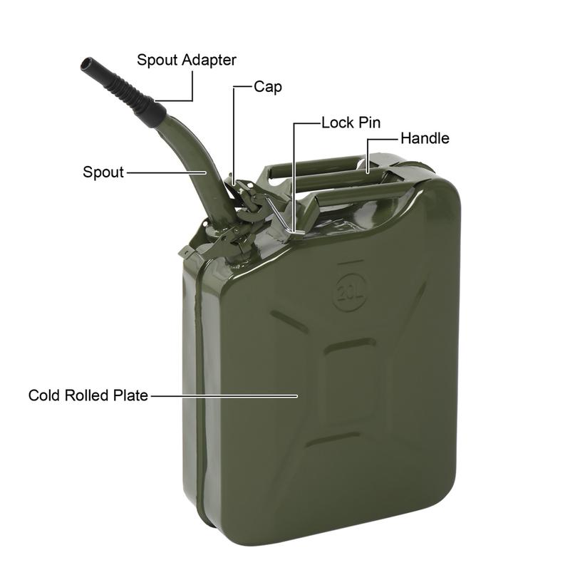 20L Portable American Fuel Oil Petrol Diesel Storage Can Army Green Bottles Lightweight