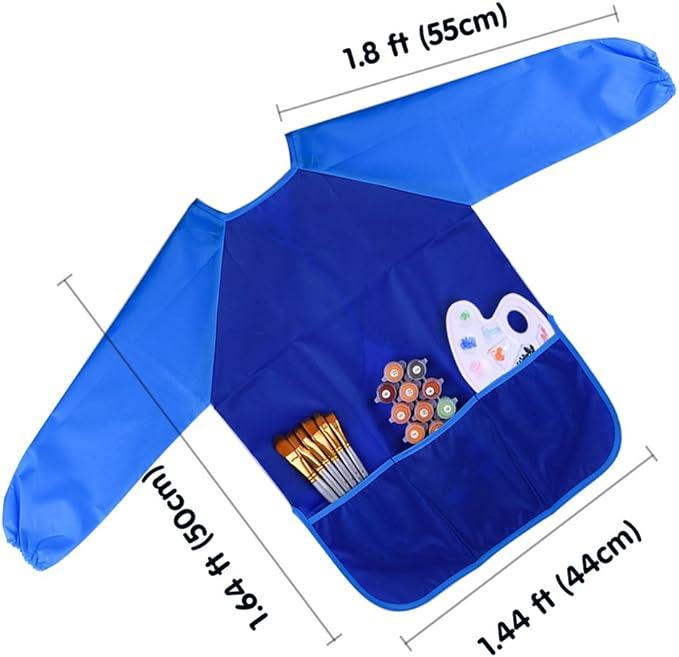 Waterproof Children Art Smock Kids Art Aprons with 3 Roomy Pockets,Painting Supplies (Paints and brushes not included)