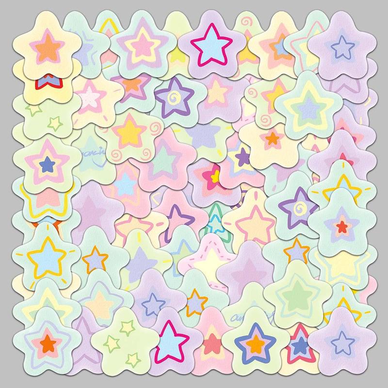 Glitter Star Pattern Stickers, 50pcs Cute Multi-purpose Stickers, Waterproof Self-adhesive Stickers For DIY Crafts & Journals